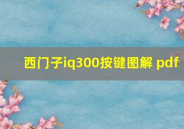 西门子iq300按键图解 pdf